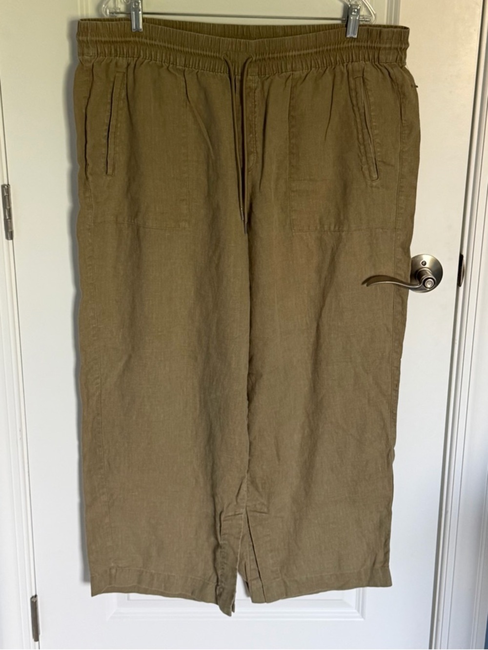 Athleta Olive Green Retreat Linen High Rise Wide Leg Pants Size 1X 54844 - Picture 3 of 12